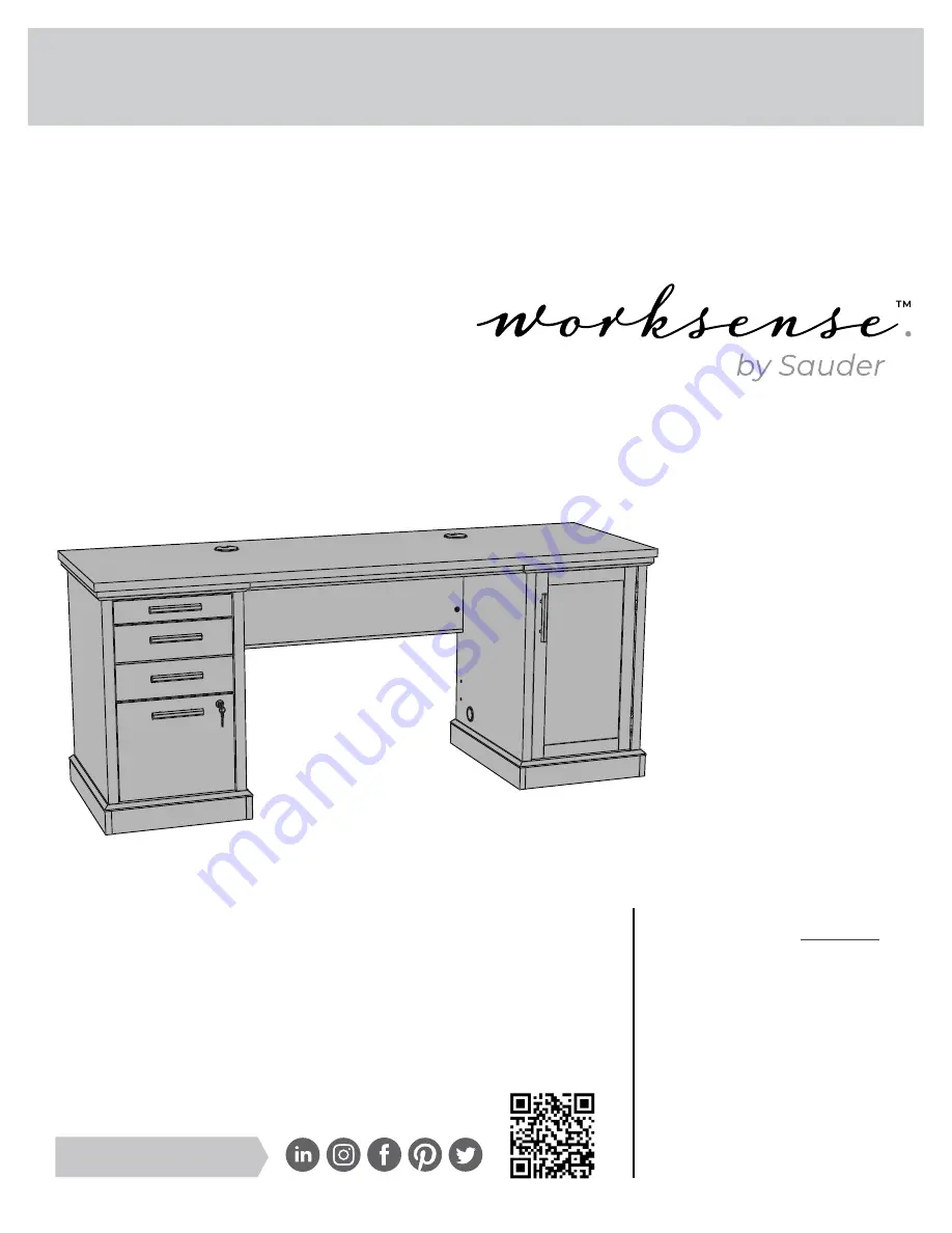 Sauder worksense MASON PEAK Credenza 427805 Скачать руководство пользователя страница 1