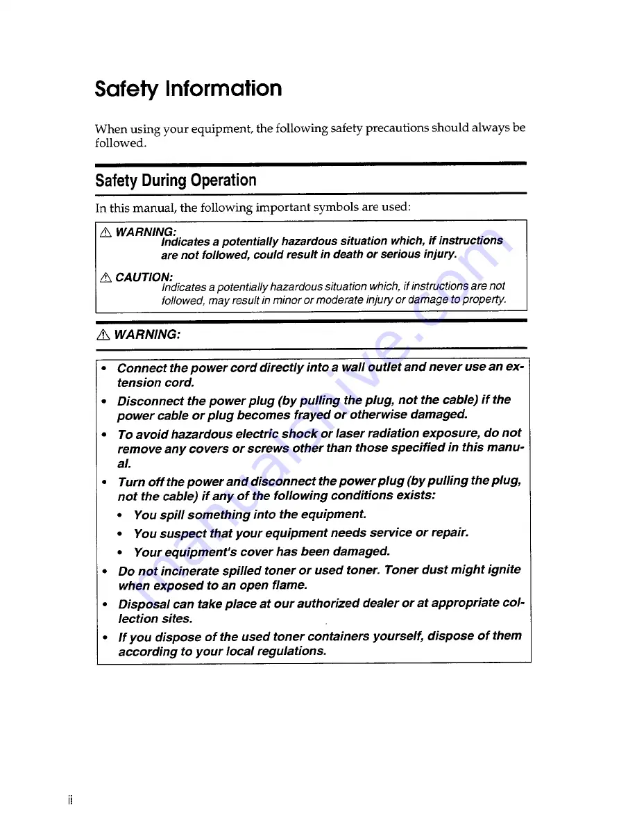 Savin SLP14 Operator'S Manual Download Page 4