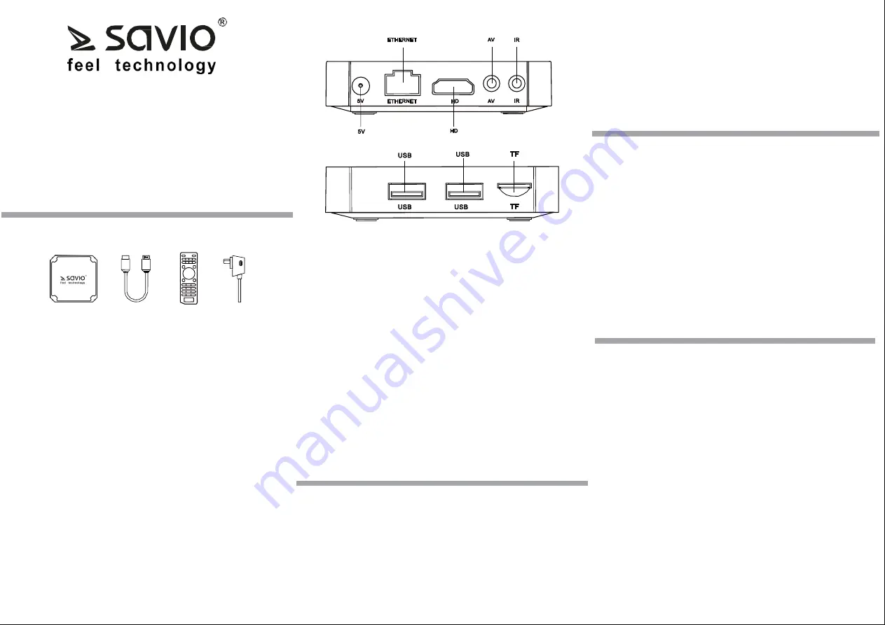 Savio SMART TV BOX BASIC ONE TB-B01 Скачать руководство пользователя страница 5