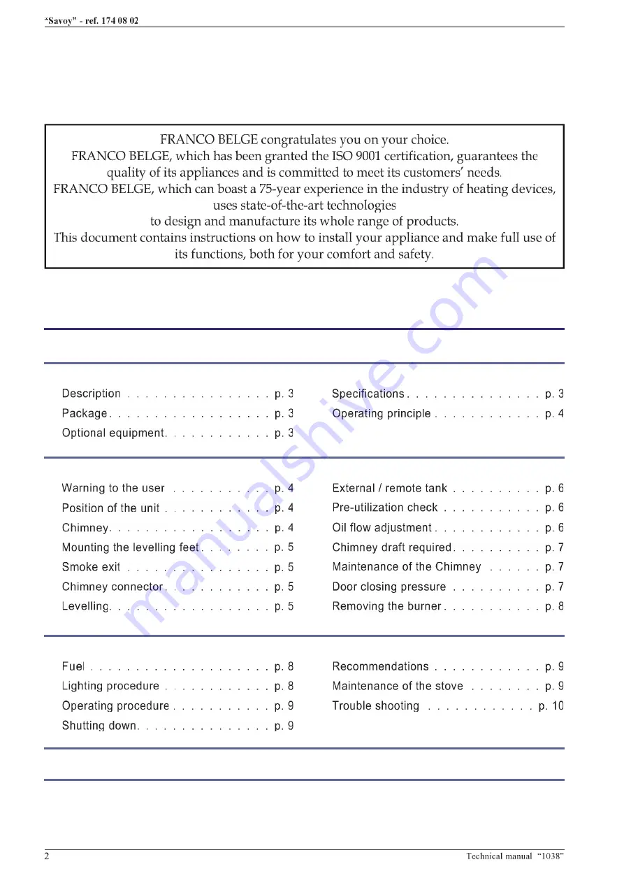 Savoie FRANCO BELGE 174 08 02 Technical Manual Download Page 2