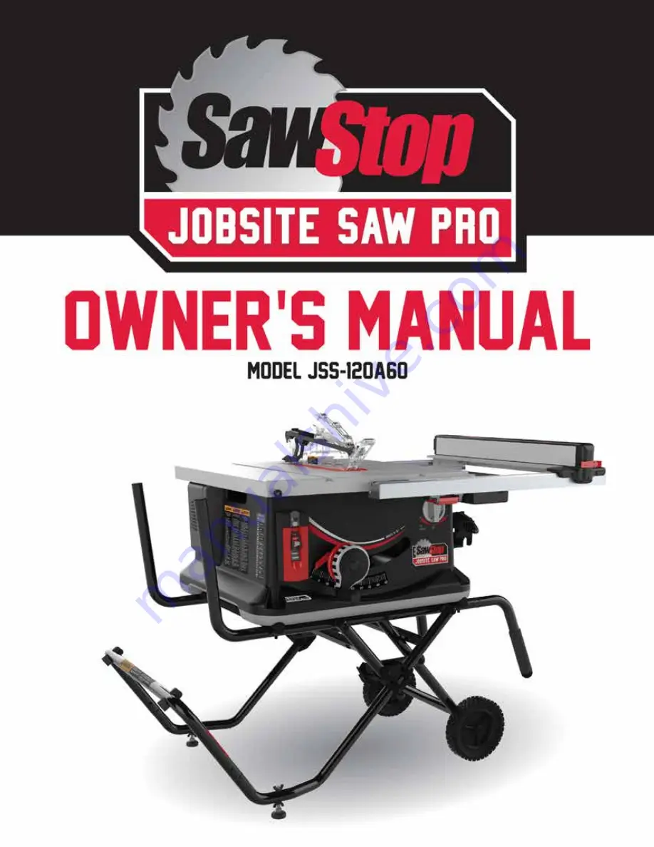 SawStop JSS-120A60 Owner'S Manual Download Page 1