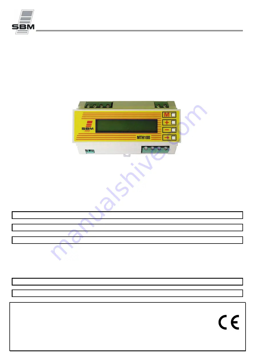 SBM MTH 100 DI Скачать руководство пользователя страница 1