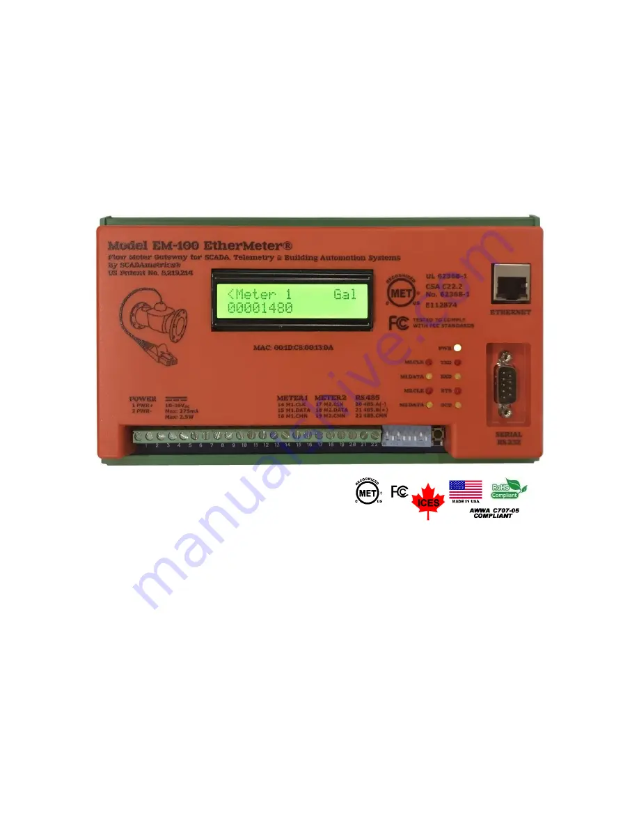 SCADAmetrics EtherMeter EM-100 Installation, Operation And Maintenance Manual Download Page 1