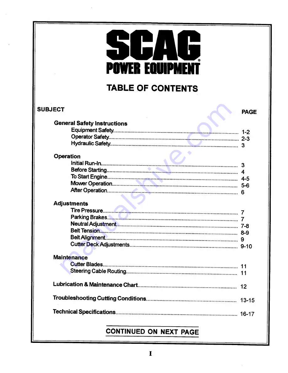 Scag Power Equipment STHM-20CV Operator'S Manual Download Page 3