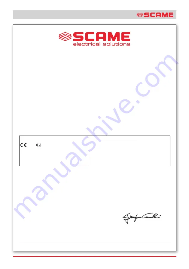 Scame ZENITH-P 644.0200 Installation, Use And Maintenance Manual Download Page 74