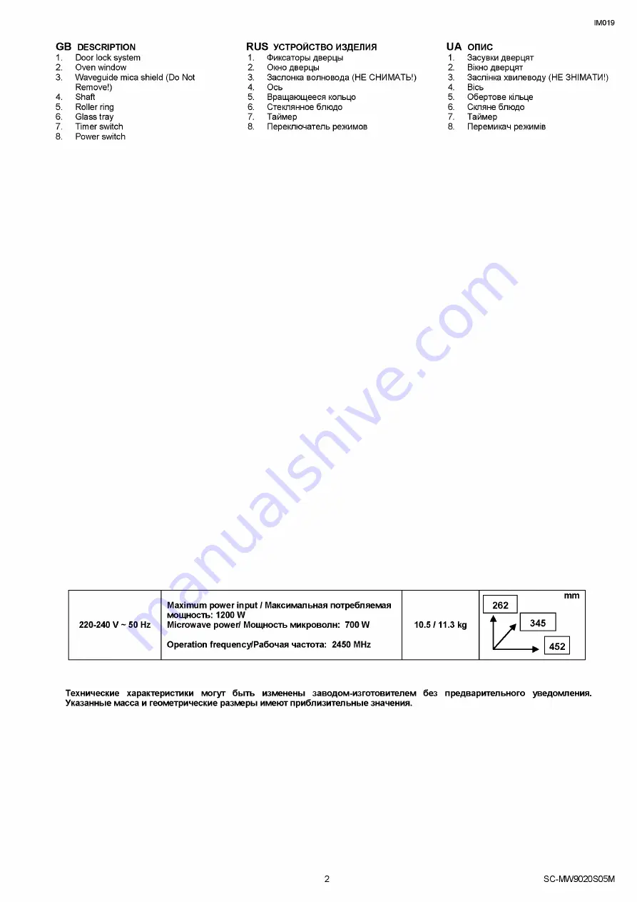 Scarlett SC-MW9020S05M Instruction Manual Download Page 2