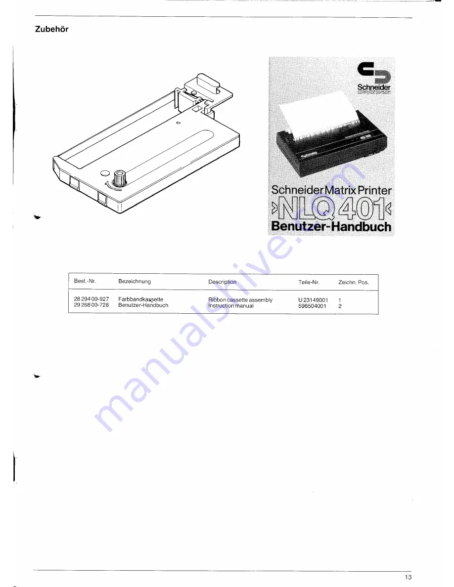 Schneider Computer Division NLQ 401 Service Manual Download Page 13