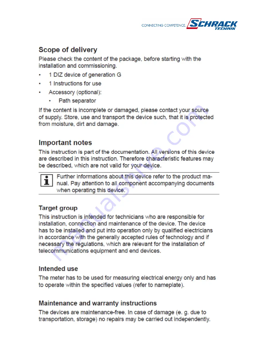 Schrack MGDIZ Series Instructions For Use Manual Download Page 2