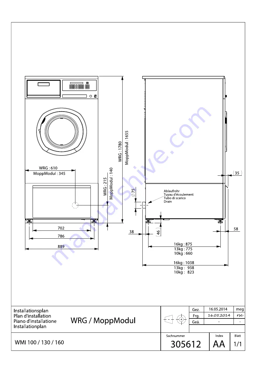 Schulthess Spirit industrial wmi 100 Installation Instruction Download Page 9