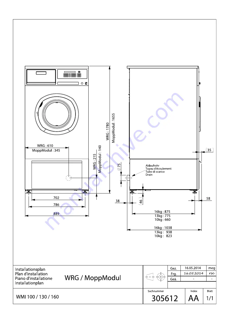 Schulthess Spirit industrial wmi 100 Installation Instruction Download Page 18