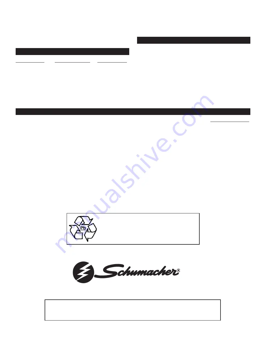 Schumacher 00-99-000505 Owner'S Manual Download Page 2