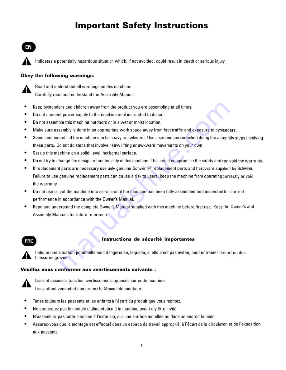 Schwinn A.C. Performance Plus Assembly Manual Download Page 4