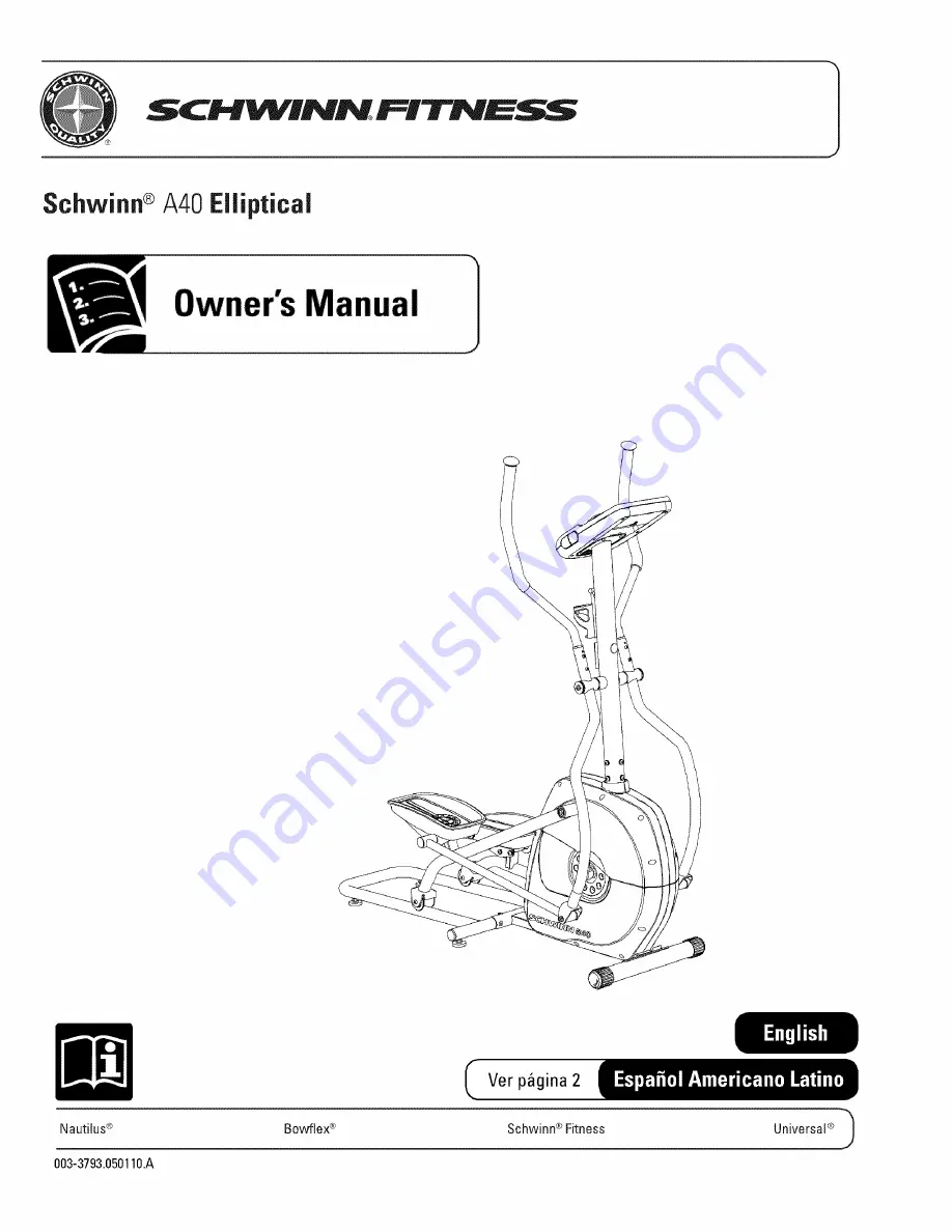 Schwinn Fitness A40 Owner'S Manual Download Page 1