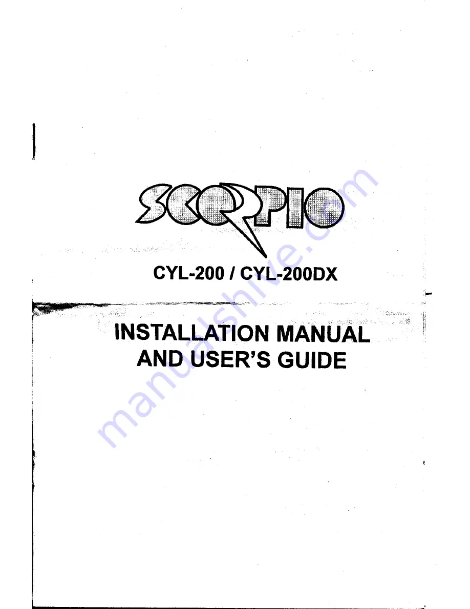 Scorpio CYL-200 Installation Manual And User'S Manual Download Page 1