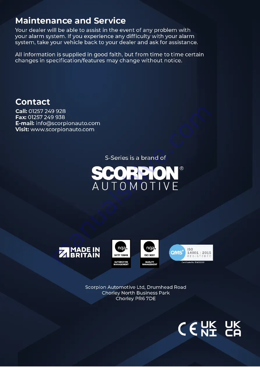 SCORPION S Series Operating Instructions Manual Download Page 32