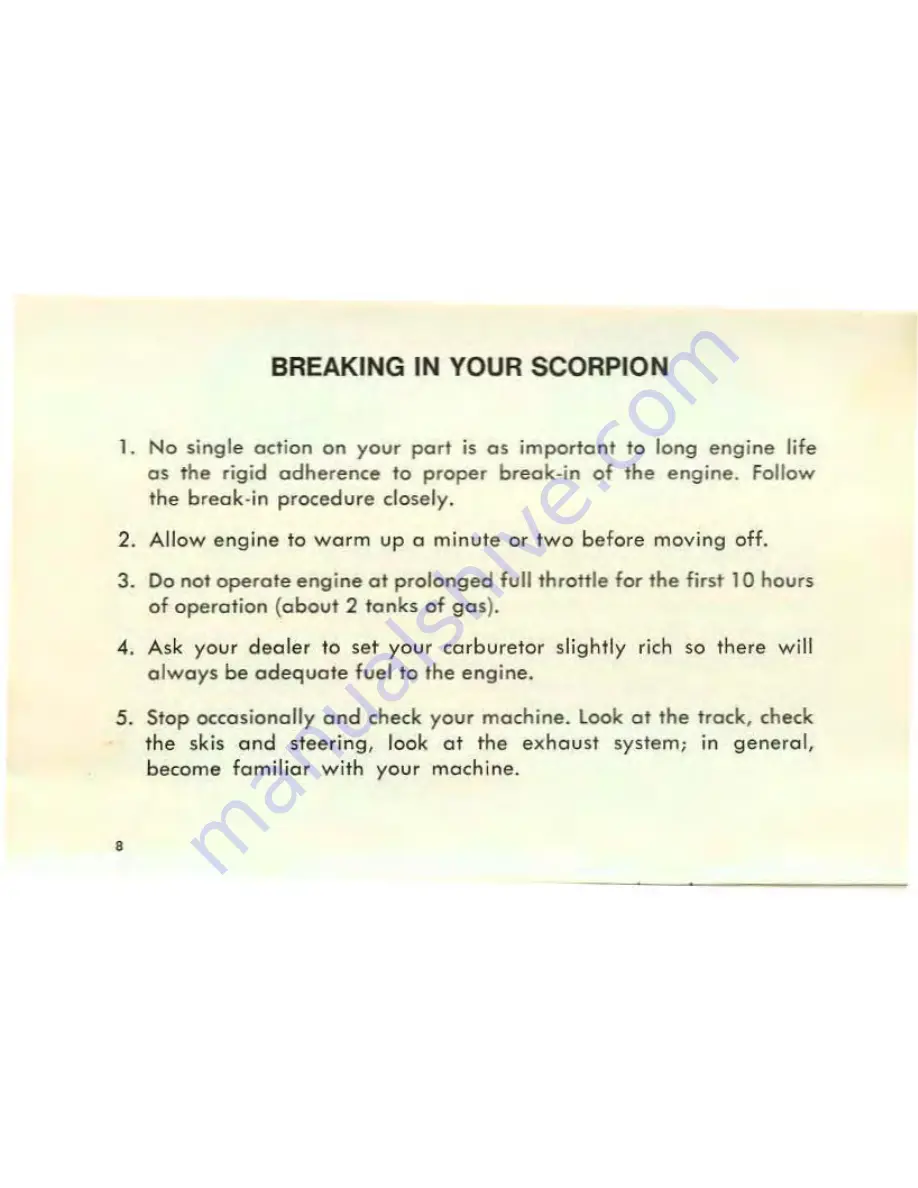 SCORPION Stinger 1972 Operator'S Manual Download Page 10