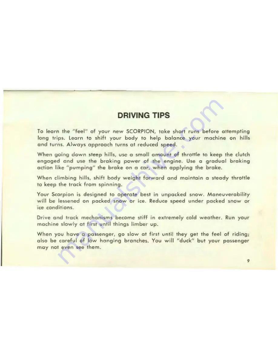 SCORPION Stinger 1972 Operator'S Manual Download Page 11