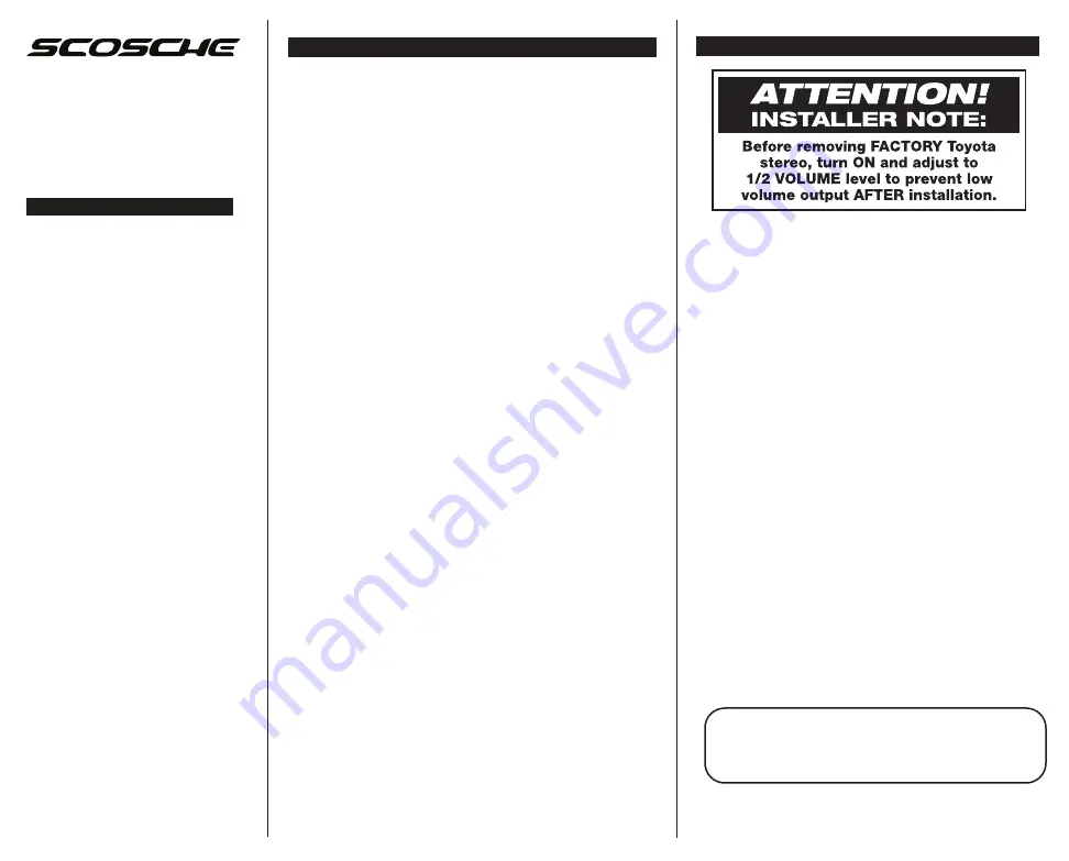 Scosche S3TA03 Quick Start Manual Download Page 1