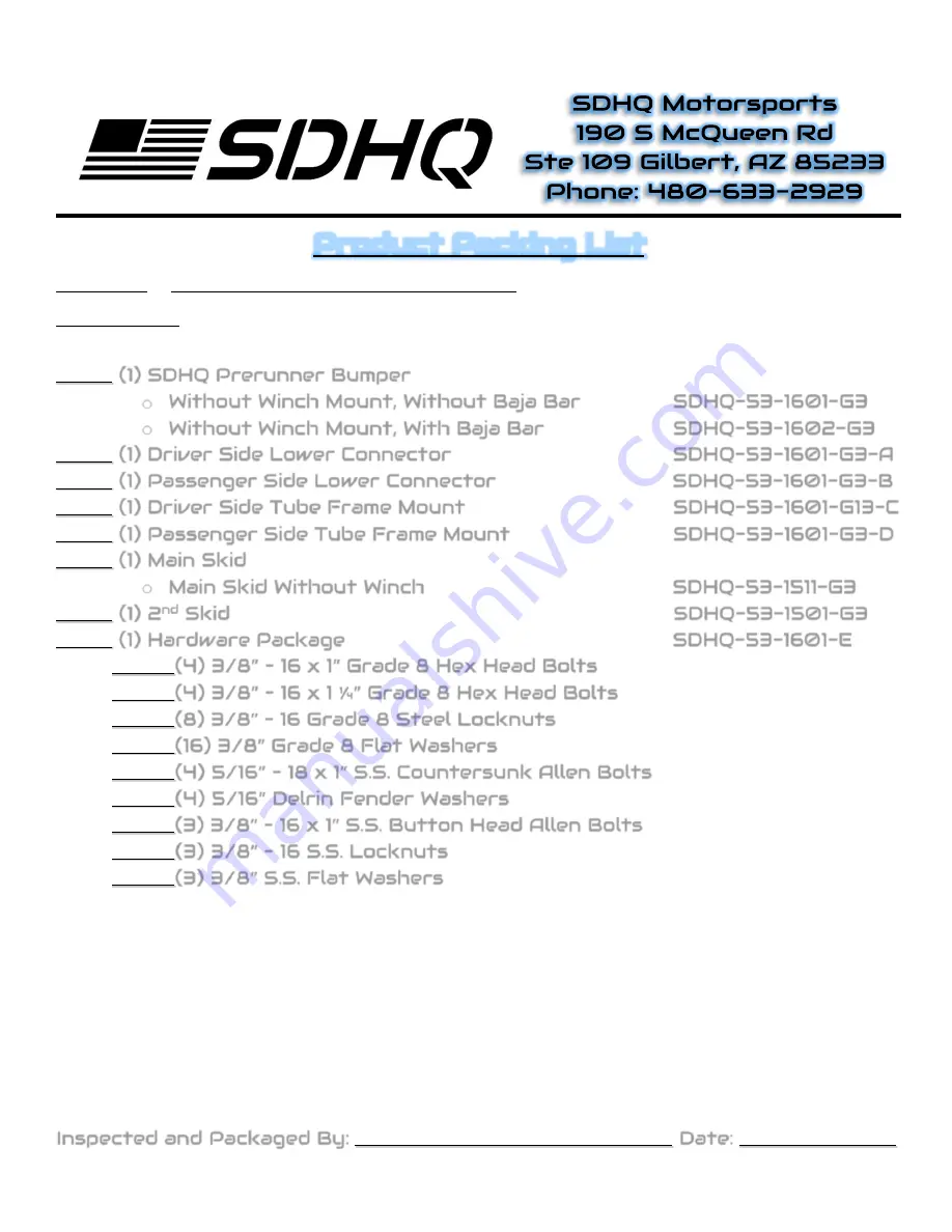 SDHQ 53-1601-G3 Скачать руководство пользователя страница 1