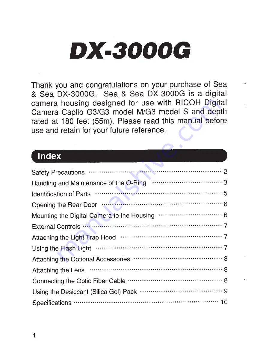 Sea & Sea DX-3000G Instruction Manual Download Page 2