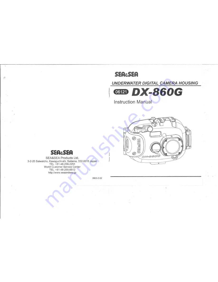 Sea & Sea DX-860G Скачать руководство пользователя страница 1