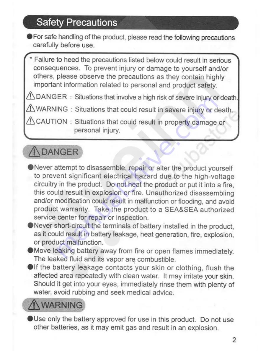 Sea & Sea YS-250PRO Instruction Manual Download Page 3