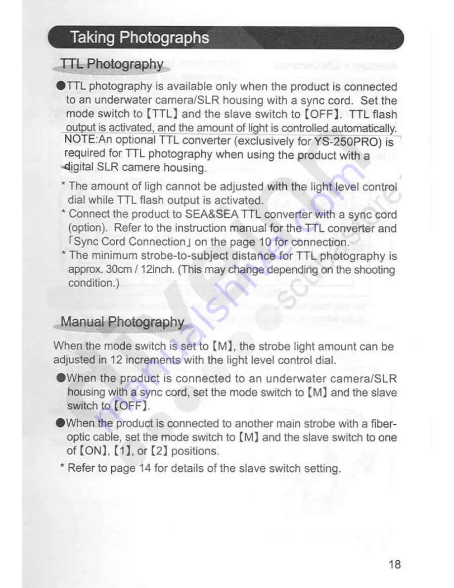 Sea & Sea YS-250PRO Instruction Manual Download Page 19