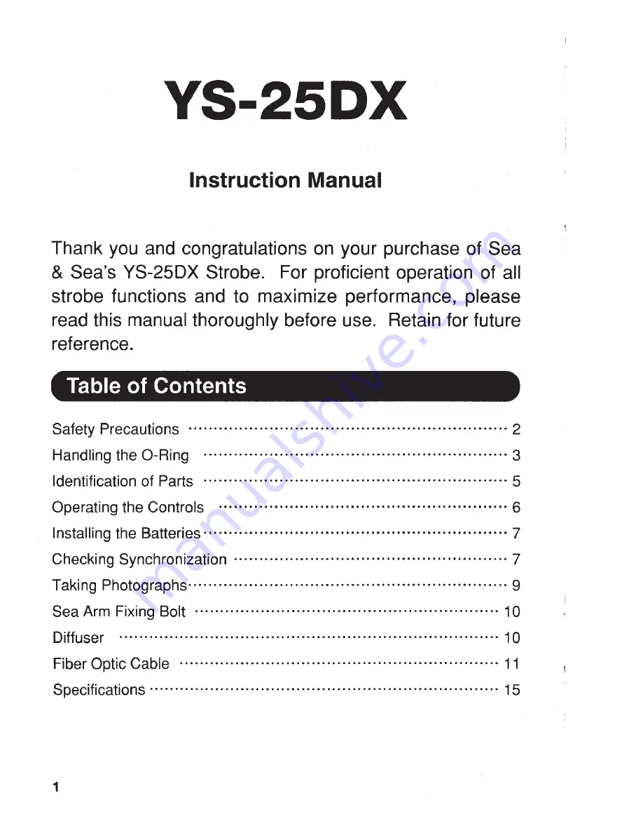 Sea & Sea YS-25DX Instruction Manual Download Page 2