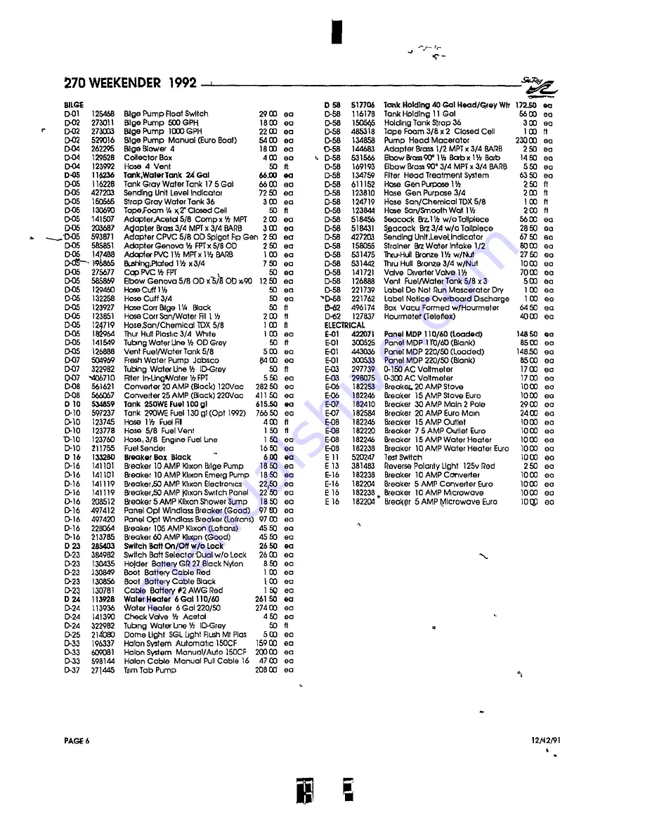 Sea Ray 1992 270 Weekender Manual Download Page 15