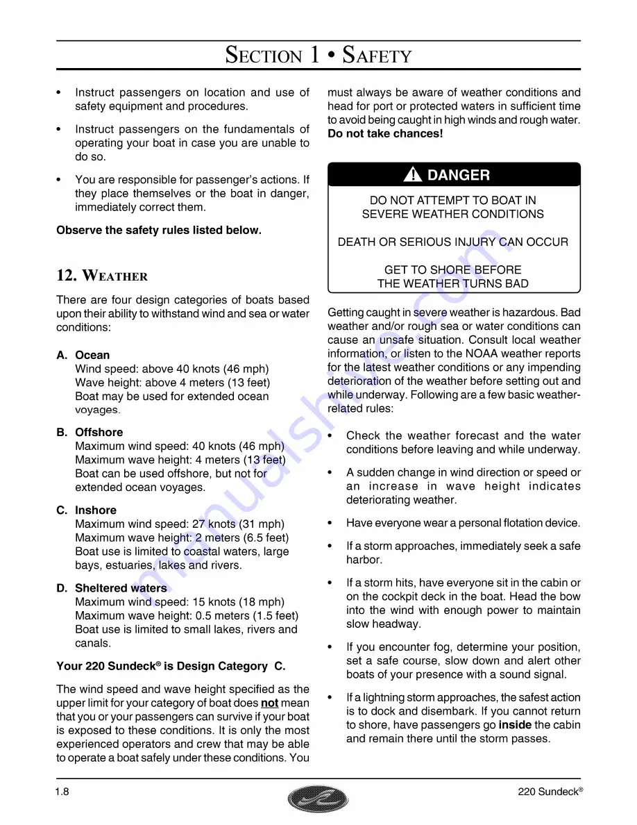 Sea Ray 220 Sundeck Owner'S Manual Download Page 18