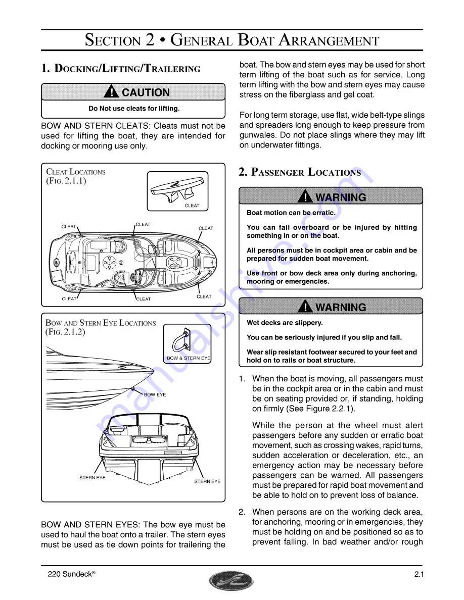 Sea Ray 220 Sundeck Owner'S Manual Download Page 29