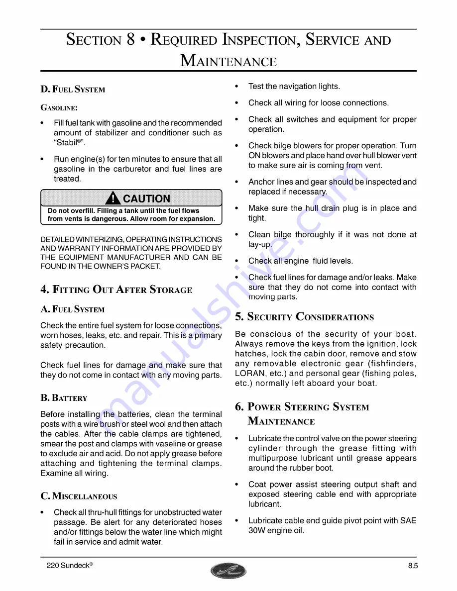 Sea Ray 220 Sundeck Owner'S Manual Download Page 87