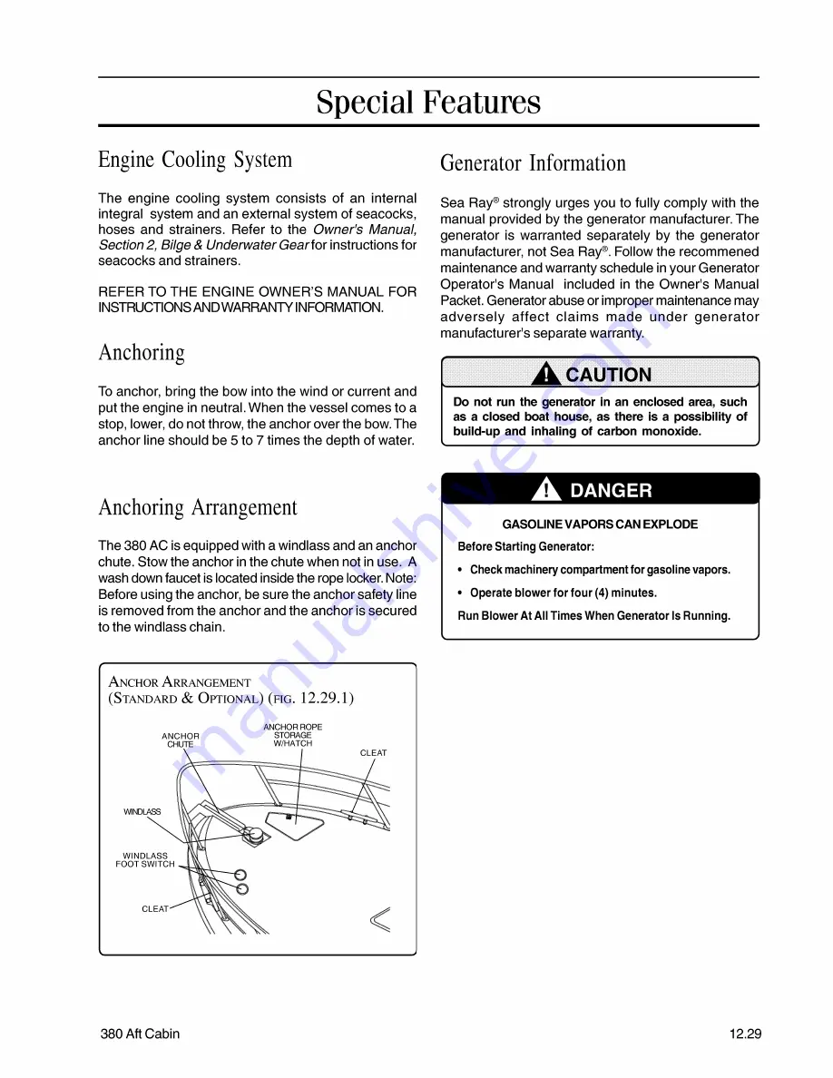 Sea Ray 380 Aft Cabin Supplemental Owner'S Manual Download Page 29