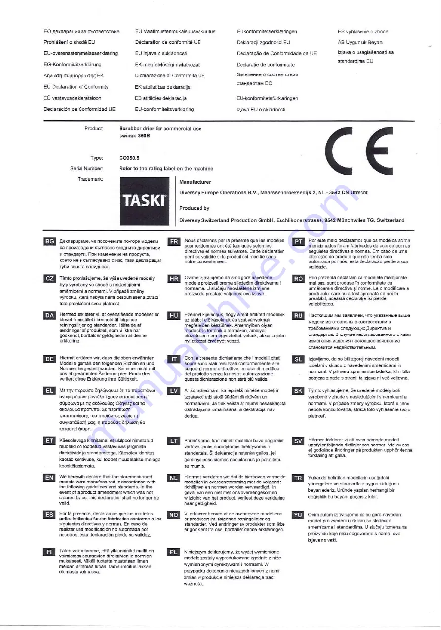 Sealed Air Taski swingo 350B Скачать руководство пользователя страница 2