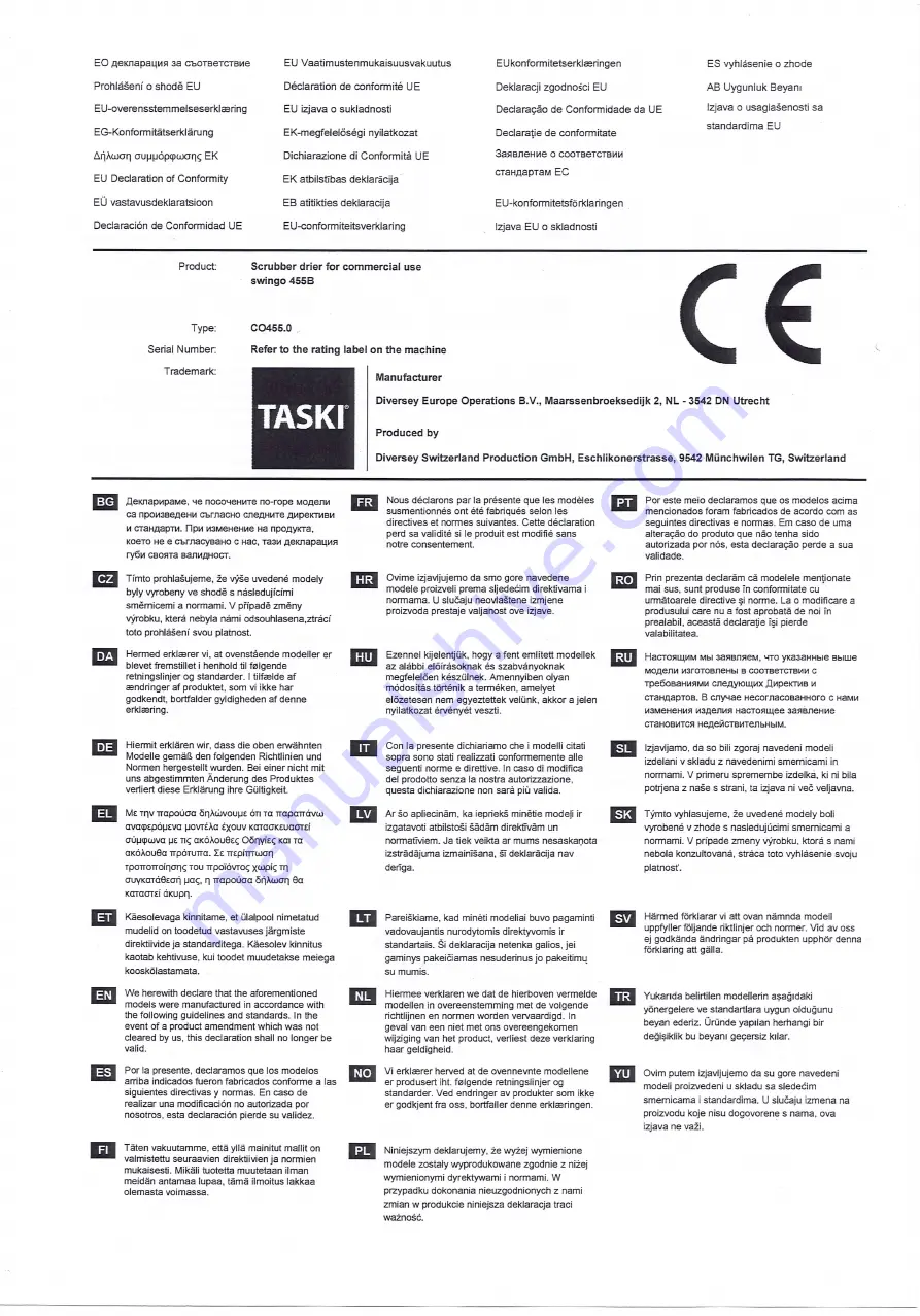 Sealed Air Taski swingo 455B Manual Download Page 2