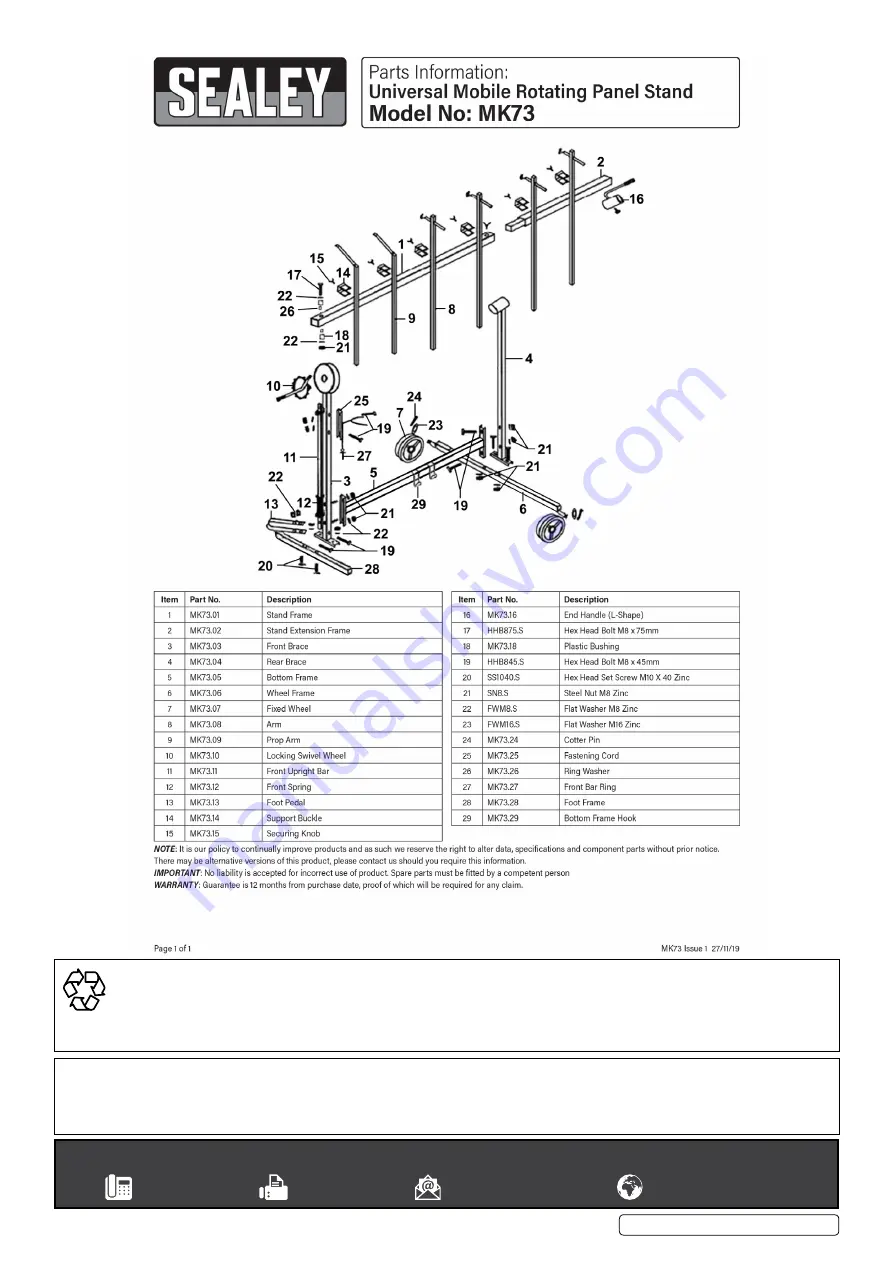 Sealey MK73 Quick Start Manual Download Page 2