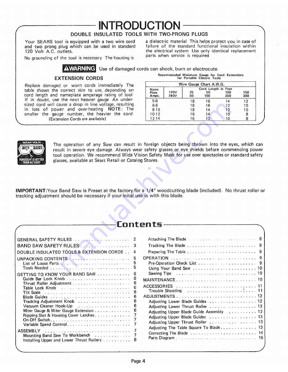 Sears 113.244200 Owner'S Manual Download Page 4