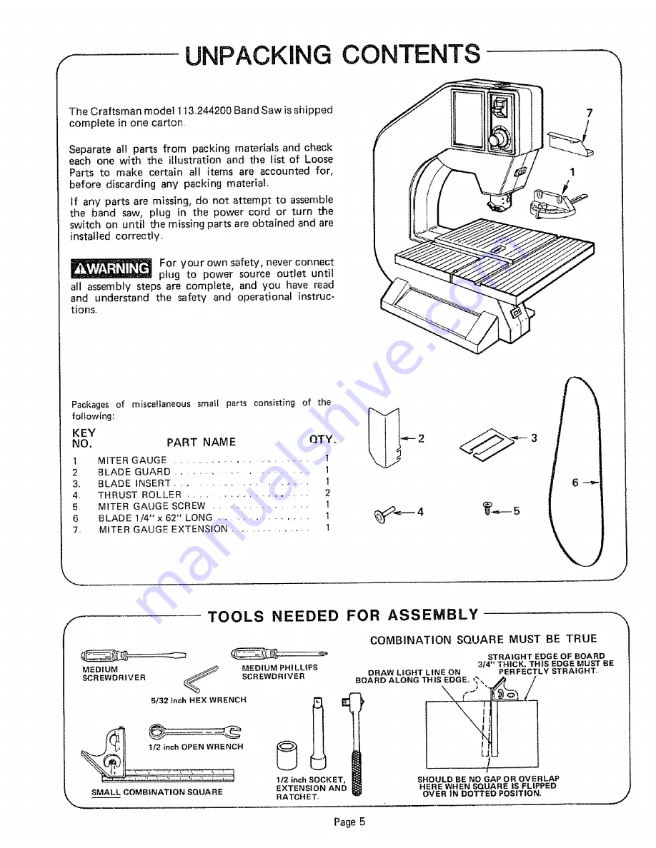 Sears 113.244200 Owner'S Manual Download Page 5