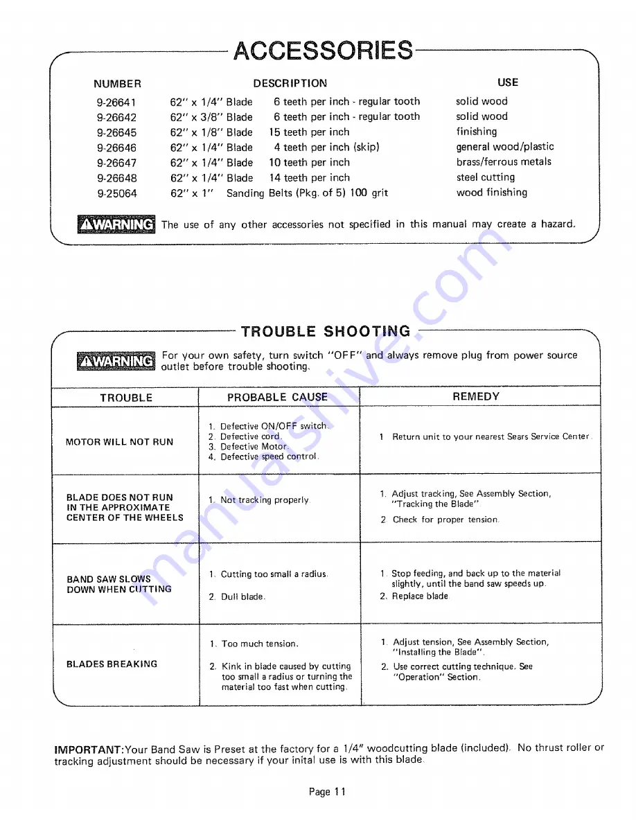 Sears 113.244200 Owner'S Manual Download Page 11