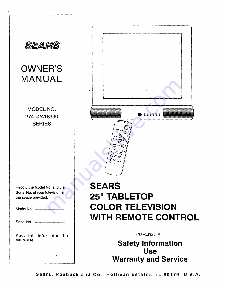 Sears 274.42418390 Series Owner'S Manual Download Page 1