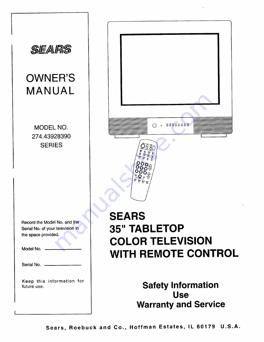 Sears 274.4392839 Owner'S Manual Download Page 1