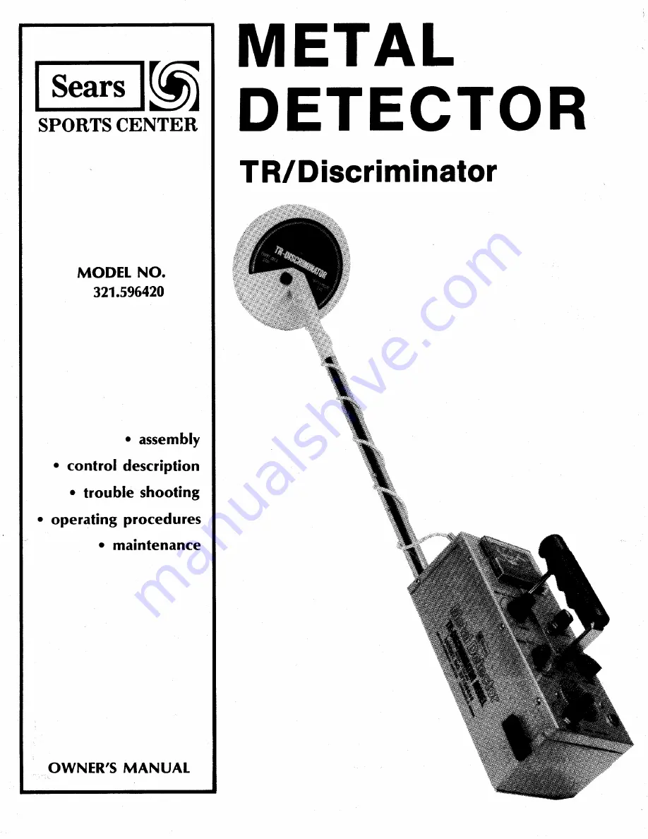 Sears 321.596420 Owner'S Manual Download Page 1