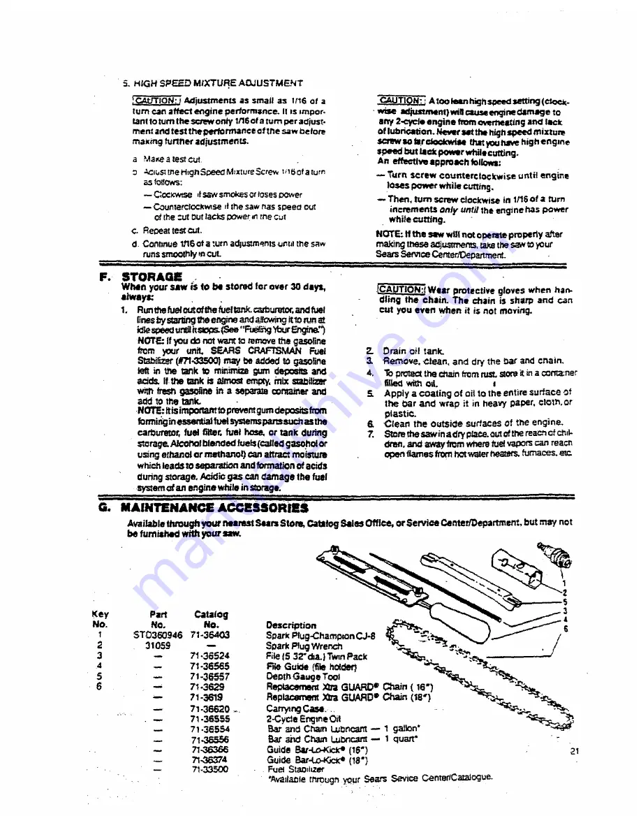 Sears 358.155063 Operator'S Manual Download Page 21