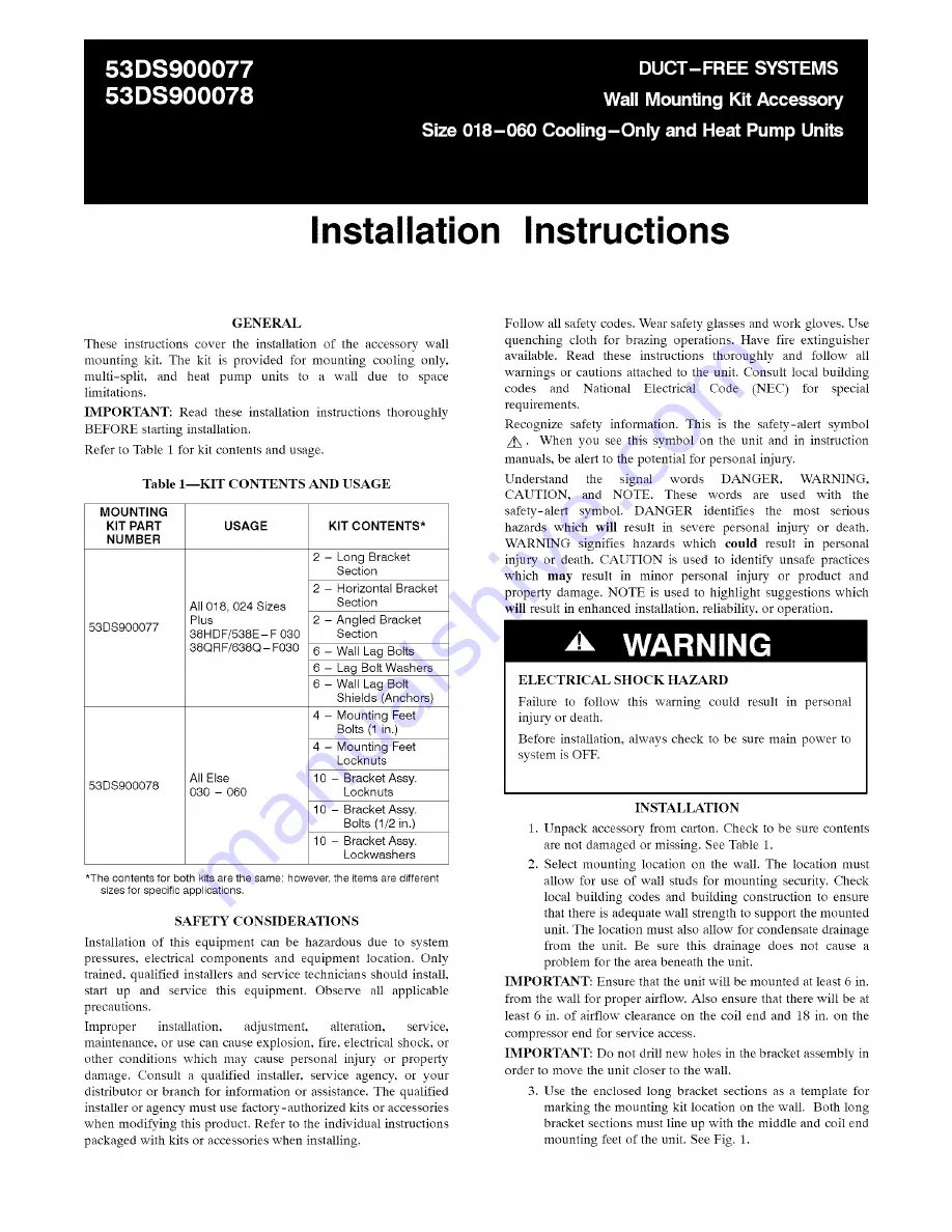 Sears 53DS900077 Installation Instructions Download Page 1