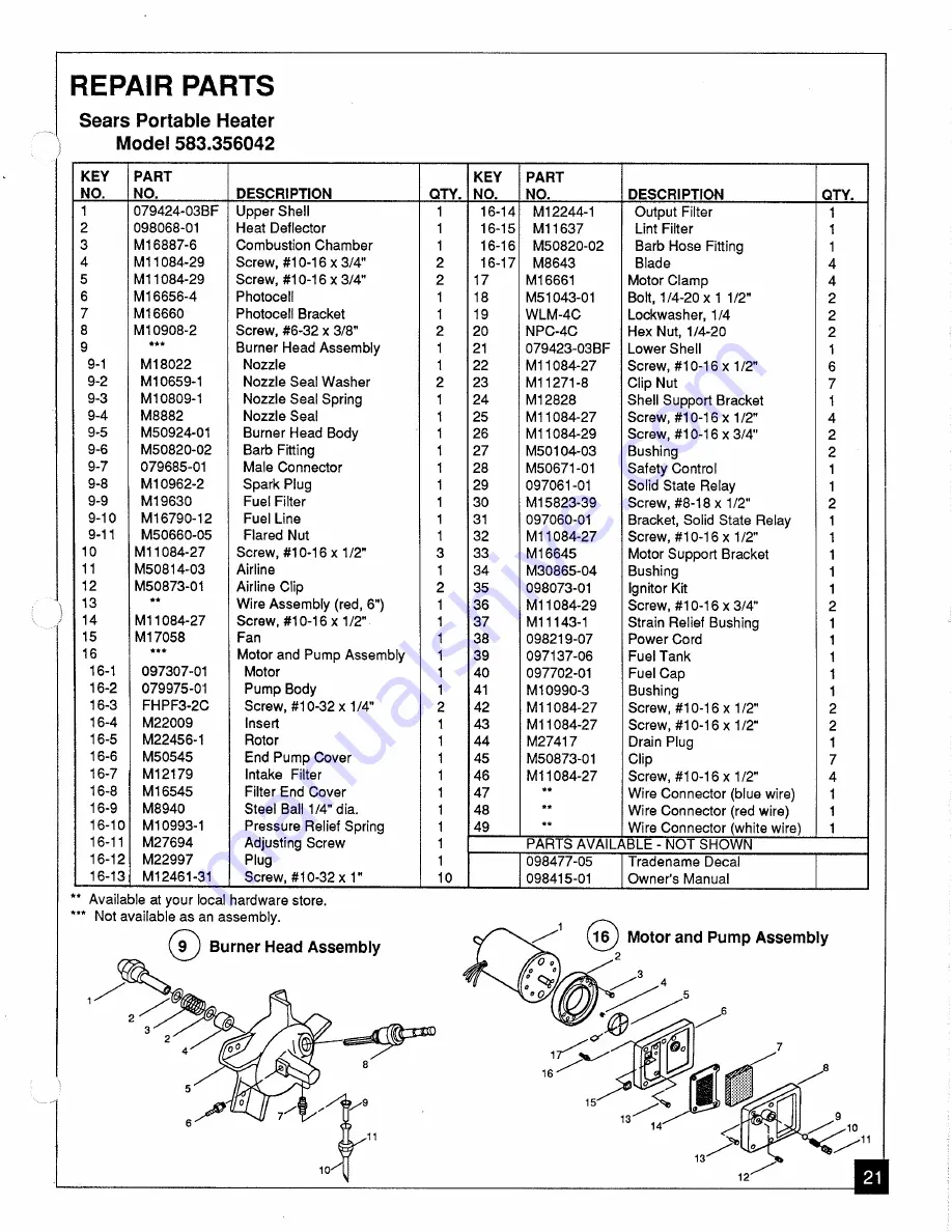 Sears 583.356002 Owner'S Manual Download Page 21