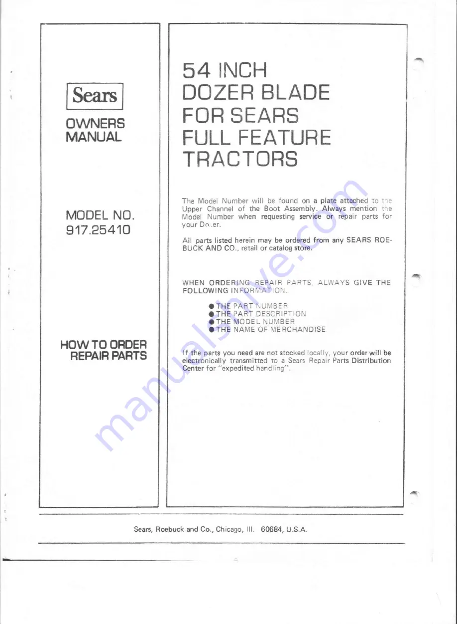 Sears 917.25410 Owner'S Manual Download Page 12