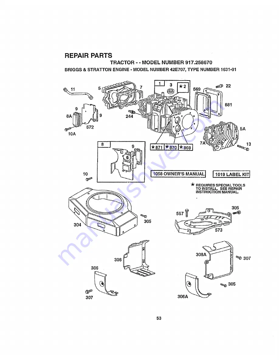 Sears 917.258670 Owner'S Manual Download Page 53