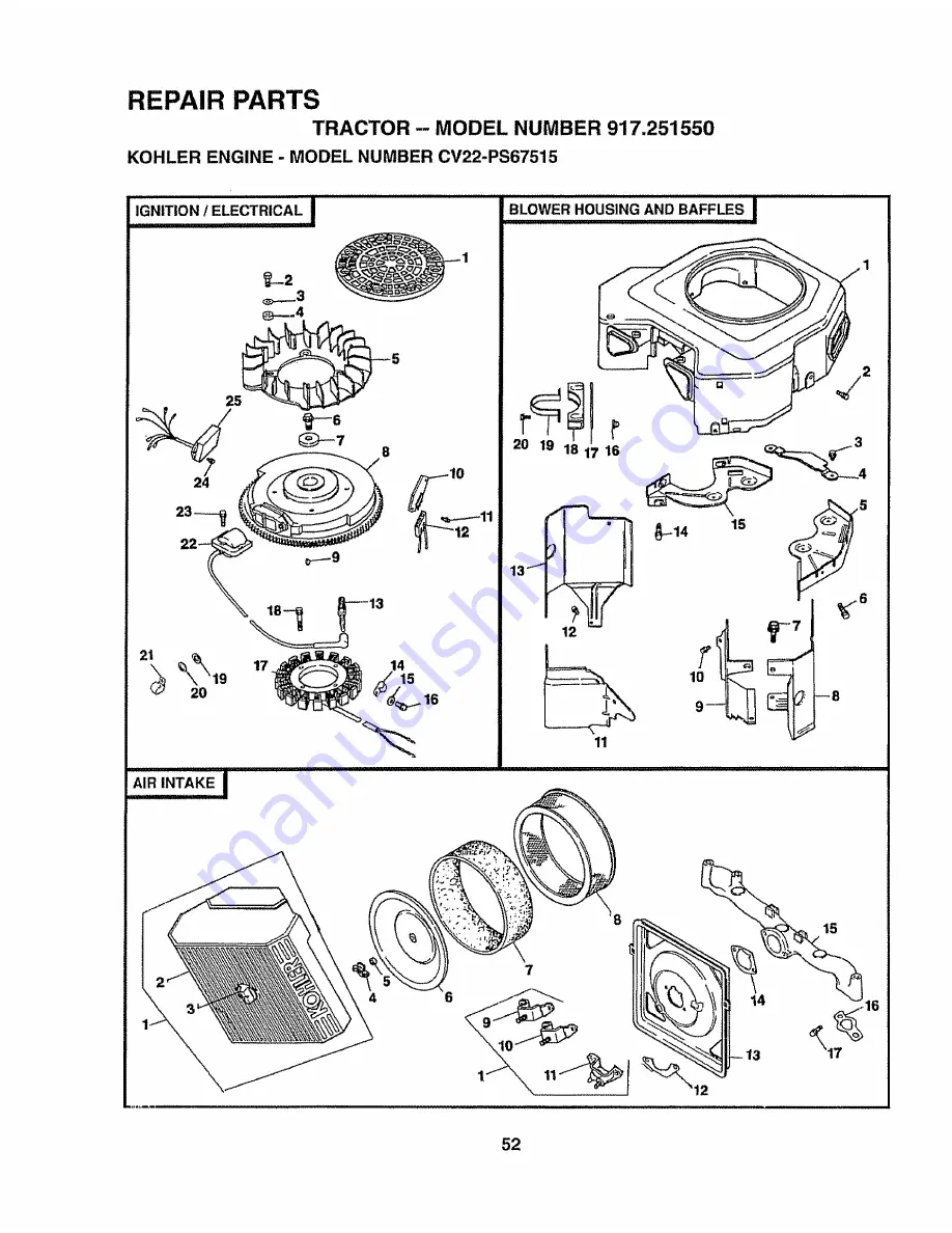 Sears 917O251550 Скачать руководство пользователя страница 52