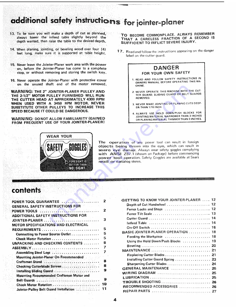 Sears Craftsman 113.20680 Owner'S Manual Download Page 4