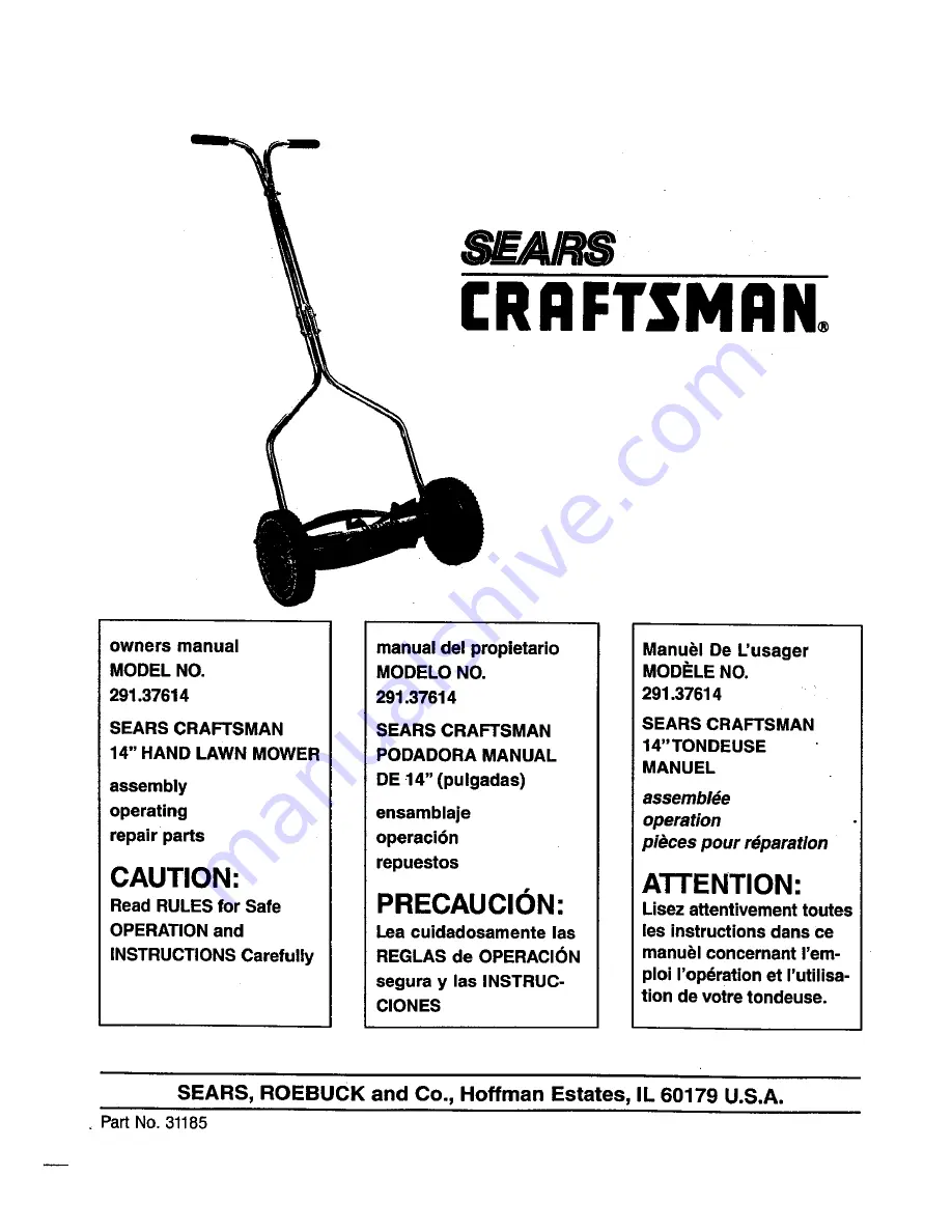 Sears Craftsman 291.37614 Скачать руководство пользователя страница 1